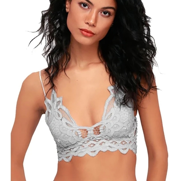 Free People Adella Bralette Light Grey Size Extra Small - Picture 3 of 13